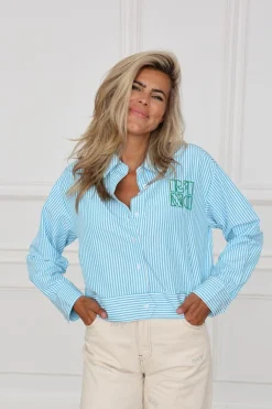 New Cropped jacket Rosemary | Turquoise | DAMES Co-ords|Blouses