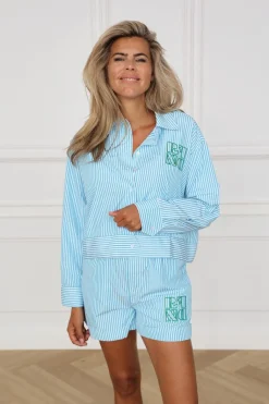 New Cropped jacket Rosemary | Turquoise | DAMES Co-ords|Blouses