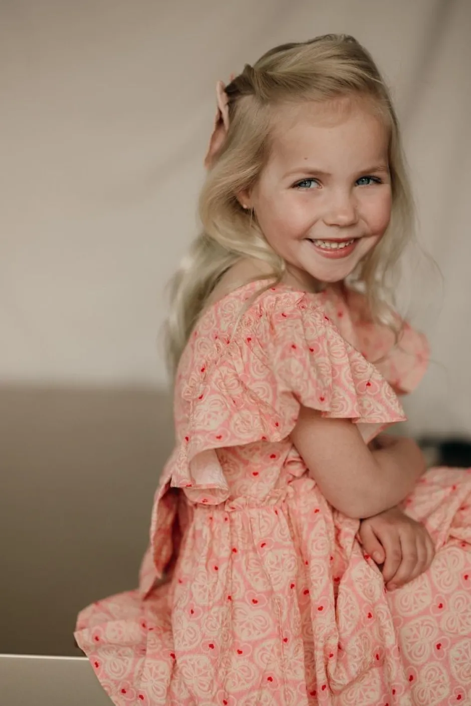 New Dress Ava bow gots | Lacy pink | DAMES Jurken & Salopettes|Jurken