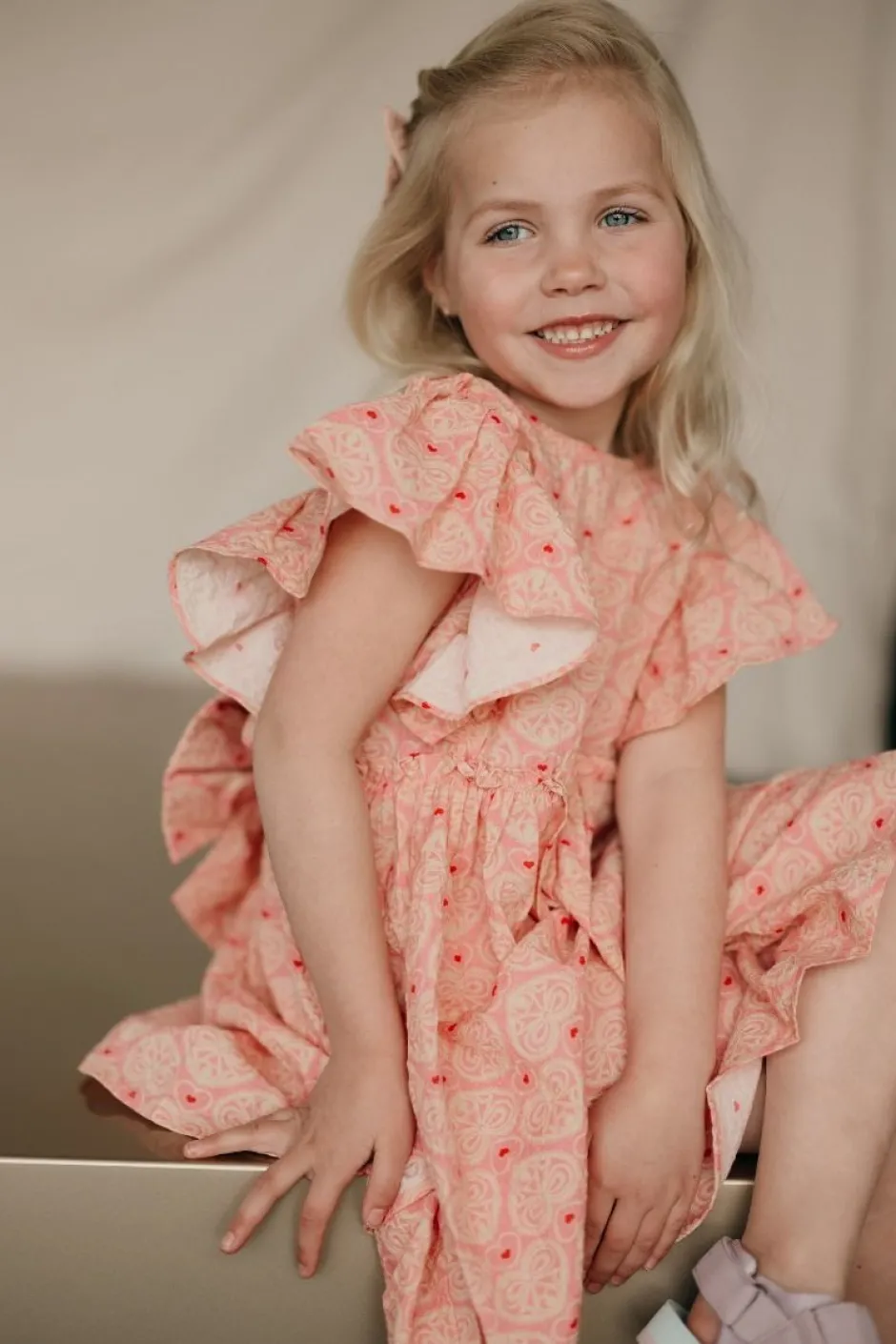 New Dress Ava bow gots | Lacy pink | DAMES Jurken & Salopettes|Jurken