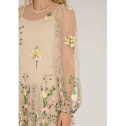 Dress Fuschia | Sand/yellow | DAMES Jurken