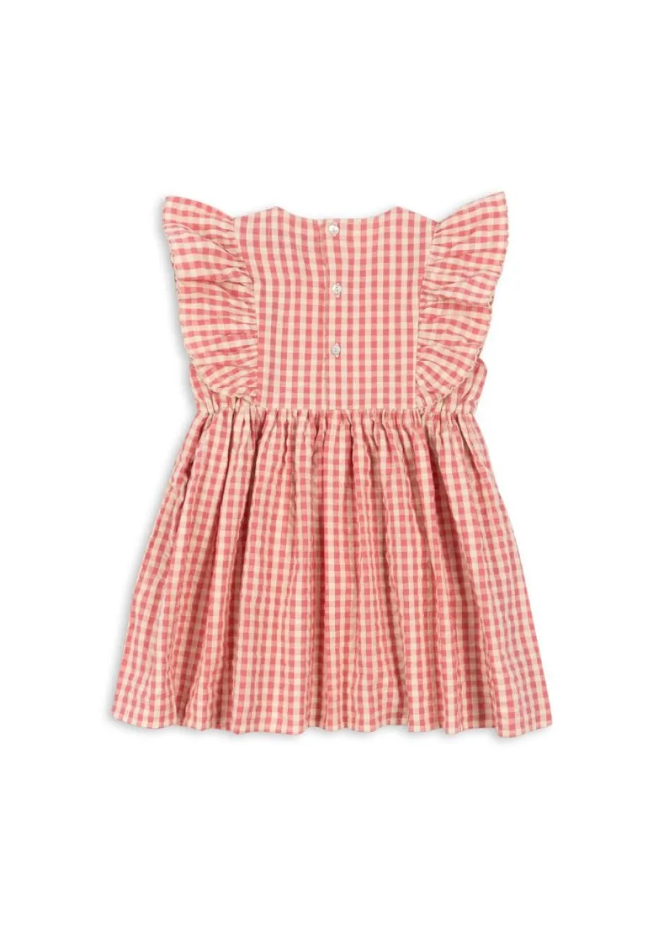 Clearance Dress Kim frill gots | Flamingo plume check | DAMES Jurken & Salopettes|Jurken