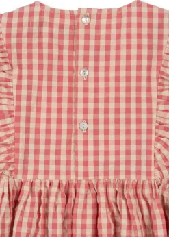 Clearance Dress Kim frill gots | Flamingo plume check | DAMES Jurken & Salopettes|Jurken