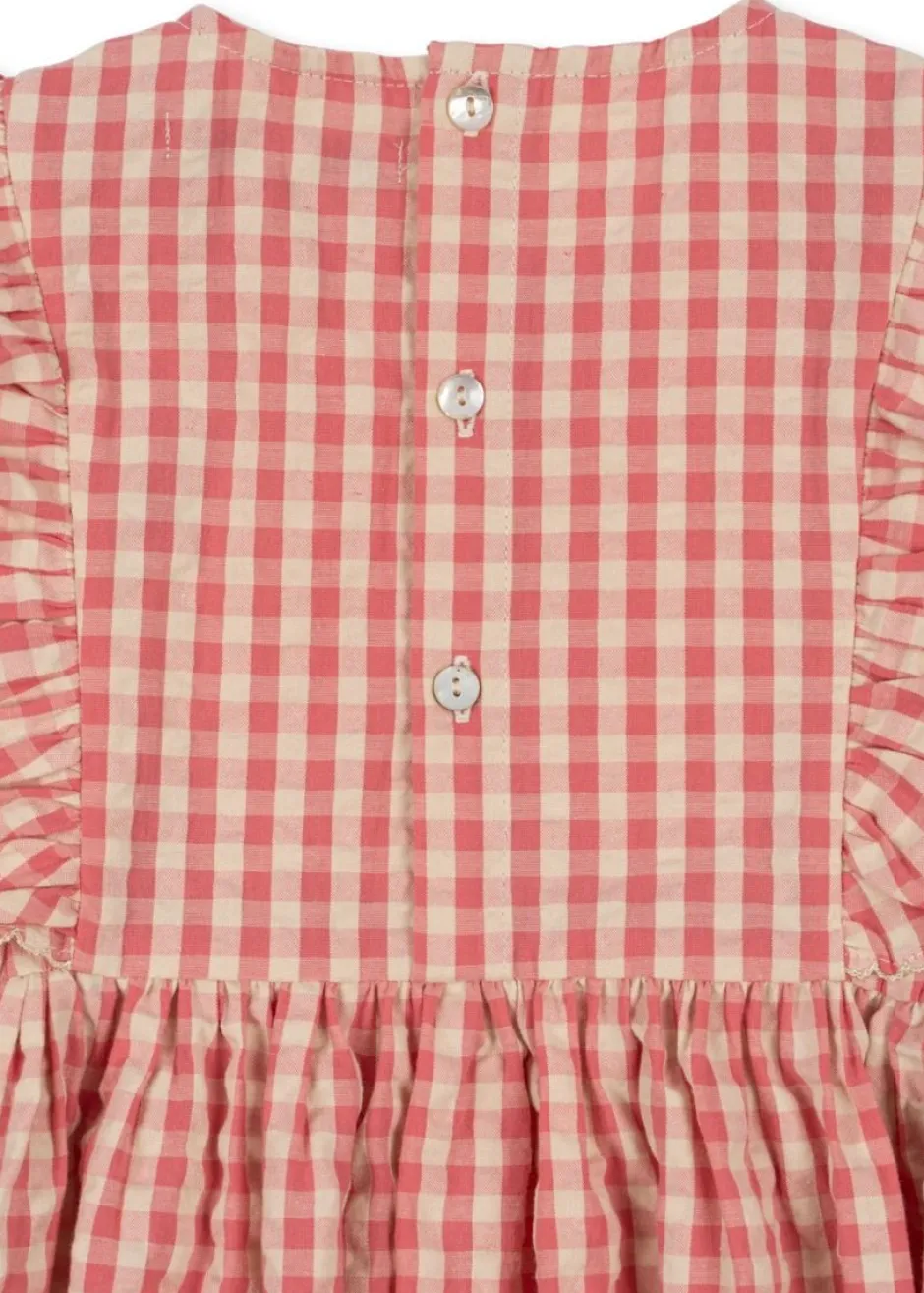 Clearance Dress Kim frill gots | Flamingo plume check | DAMES Jurken & Salopettes|Jurken