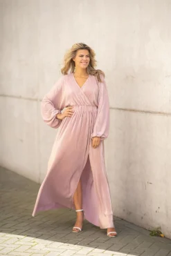 Hot Dress Plissé | Pink champagne | DAMES Jurken|Snøpskes