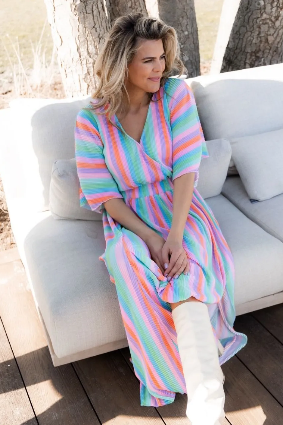 Hot Dress Plissé | Rainbow cake | DAMES Jurken|Snøpskes