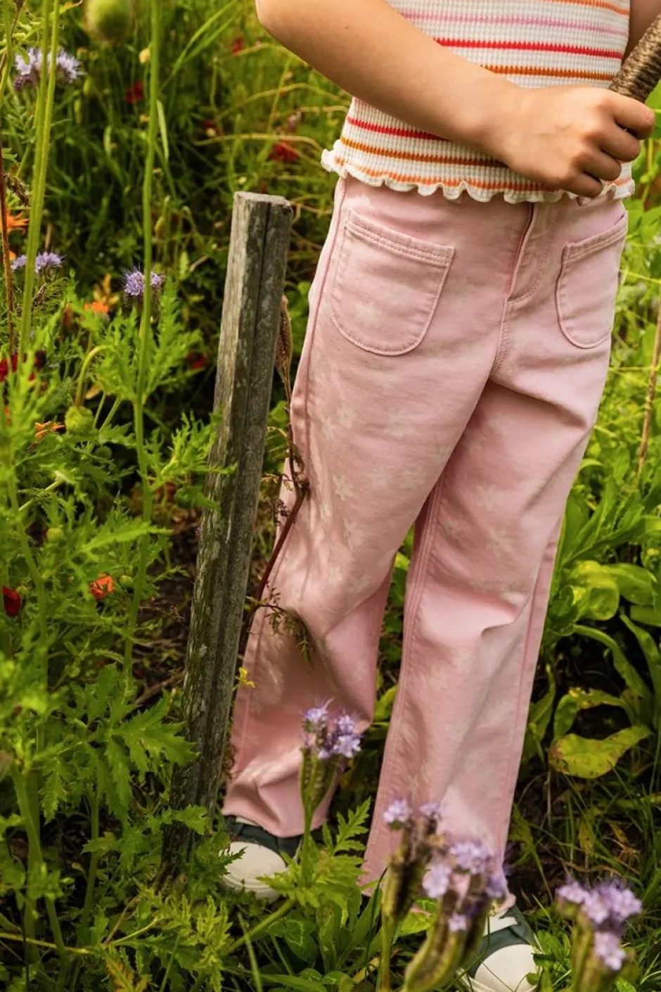 Flare denim pants daisies print | Summer sorbet | Sproet & Sprout DAMES Broeken & Leggings|Broeken