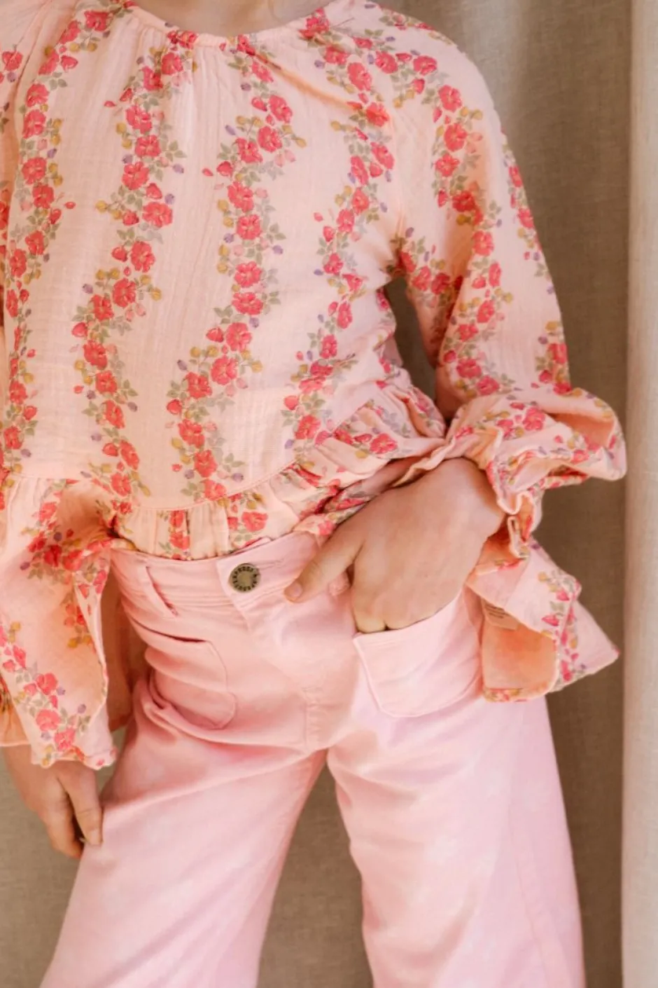 Flare denim pants daisies print | Summer sorbet | Sproet & Sprout DAMES Broeken & Leggings|Broeken