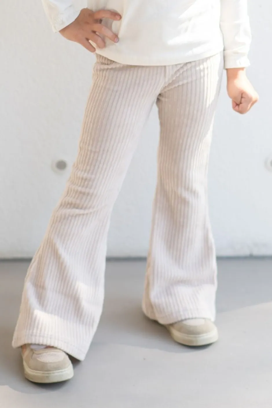 New Flared broek | Rib crème | DAMES Broeken & Leggings|Broeken