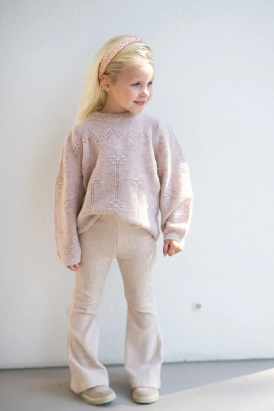 New Flared broek | Rib crème | DAMES Broeken & Leggings|Broeken