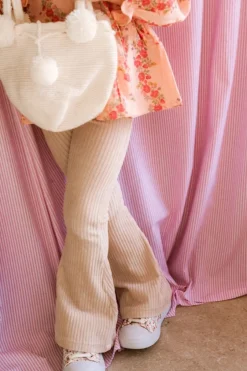 New Flared broek | Rib crème | DAMES Broeken & Leggings|Broeken