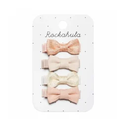 Clearance Haarklemmen flora linen mini bow | 4 stuks | Haaraccessoires