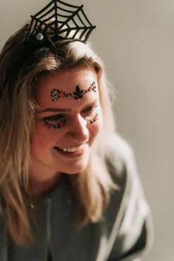 Online Halloween face jewels | Red/black | Haaraccessoires