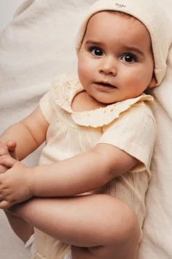 Sale Jersey pointelle bodysuit Yuul | Creme oat | Rompers