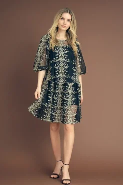 Jurk Fuschia | Black/gold | DAMES Jurken