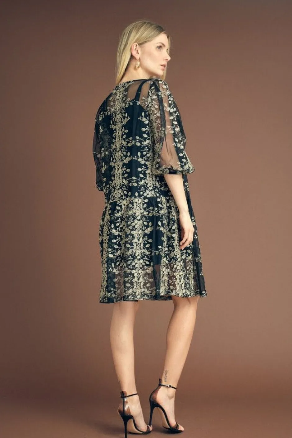 Jurk Fuschia | Black/gold | DAMES Jurken