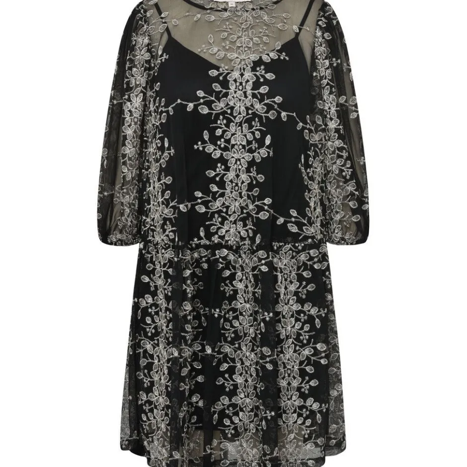 Jurk Fuschia | Black/gold | DAMES Jurken