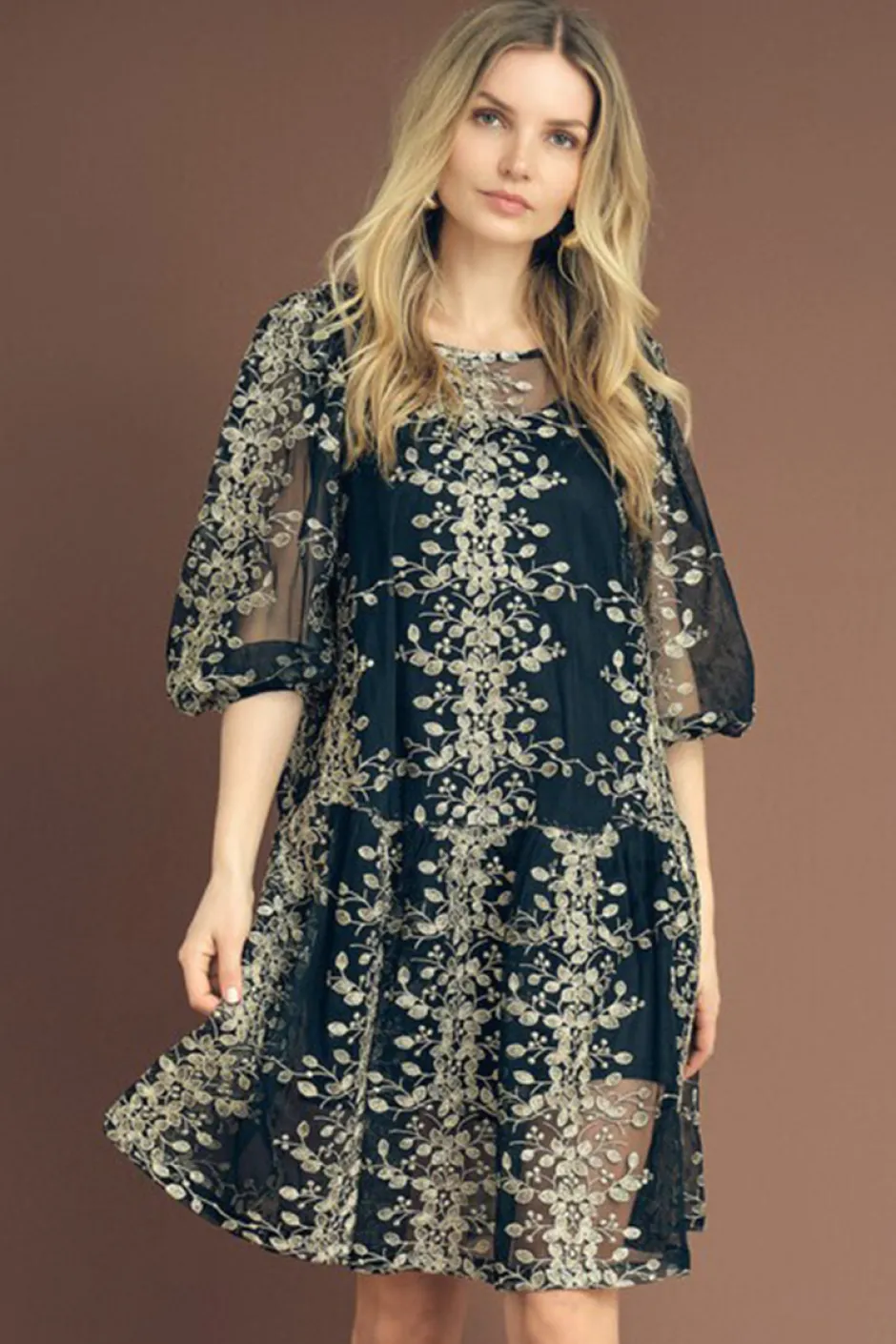 Jurk Fuschia | Black/gold | DAMES Jurken