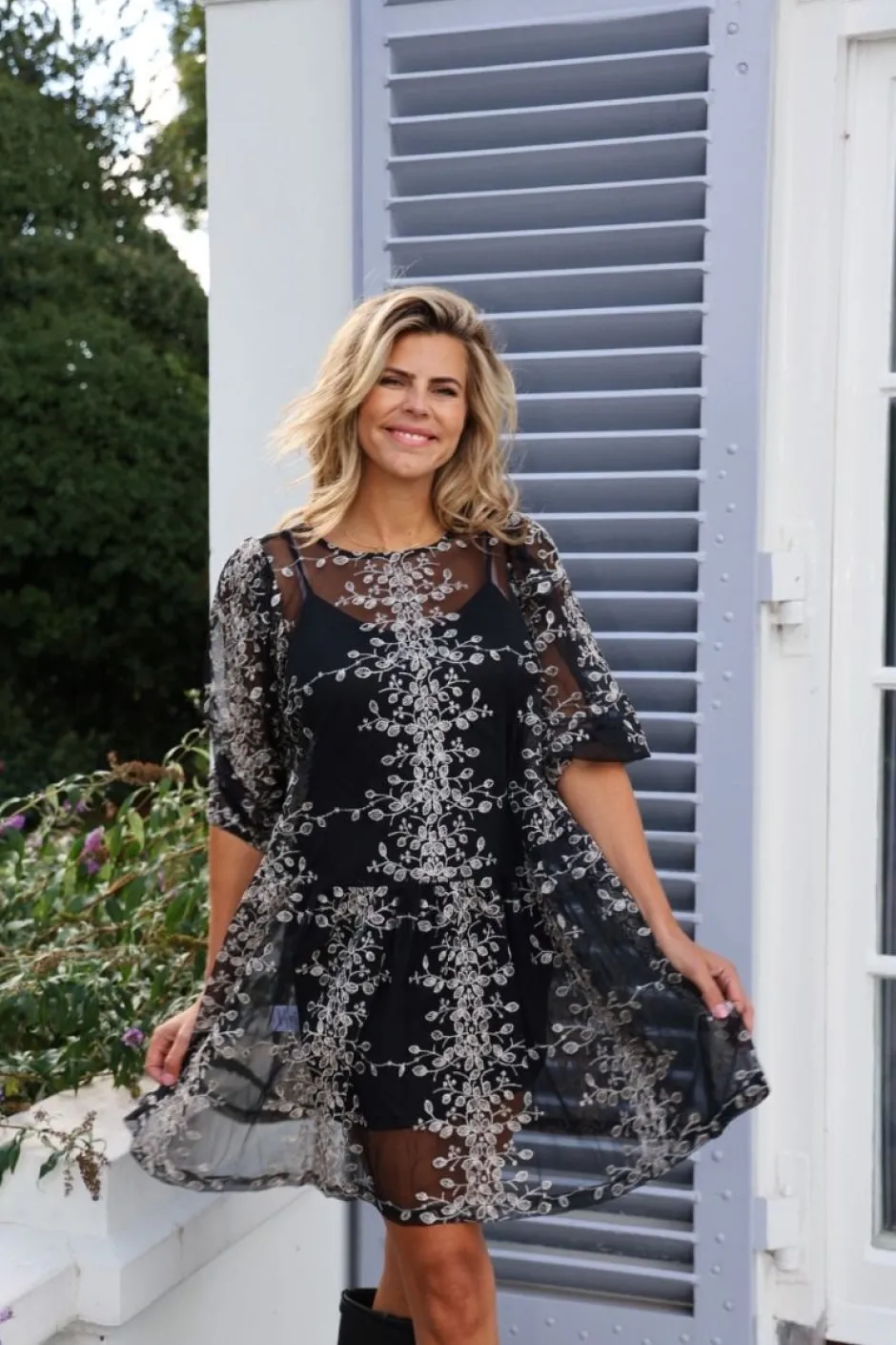 Jurk Fuschia | Black/gold | DAMES Jurken