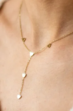 Ketting five tiny hearts | Goud | Studio Poespas DAMES Sieraden|Snøpskes