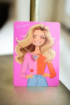 Sale Ketting hartje geometrisch | Roze/goud | DAMES Sieraden|Snøpskes