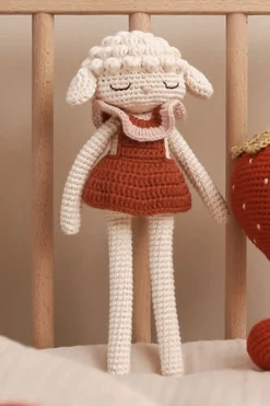 Discount Knuffel Luna Lamb | Cream/burgundy | Knuffels