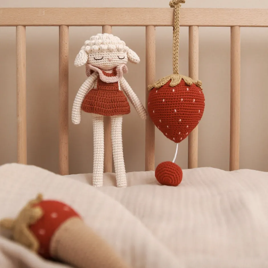 Discount Knuffel Luna Lamb | Cream/burgundy | Knuffels