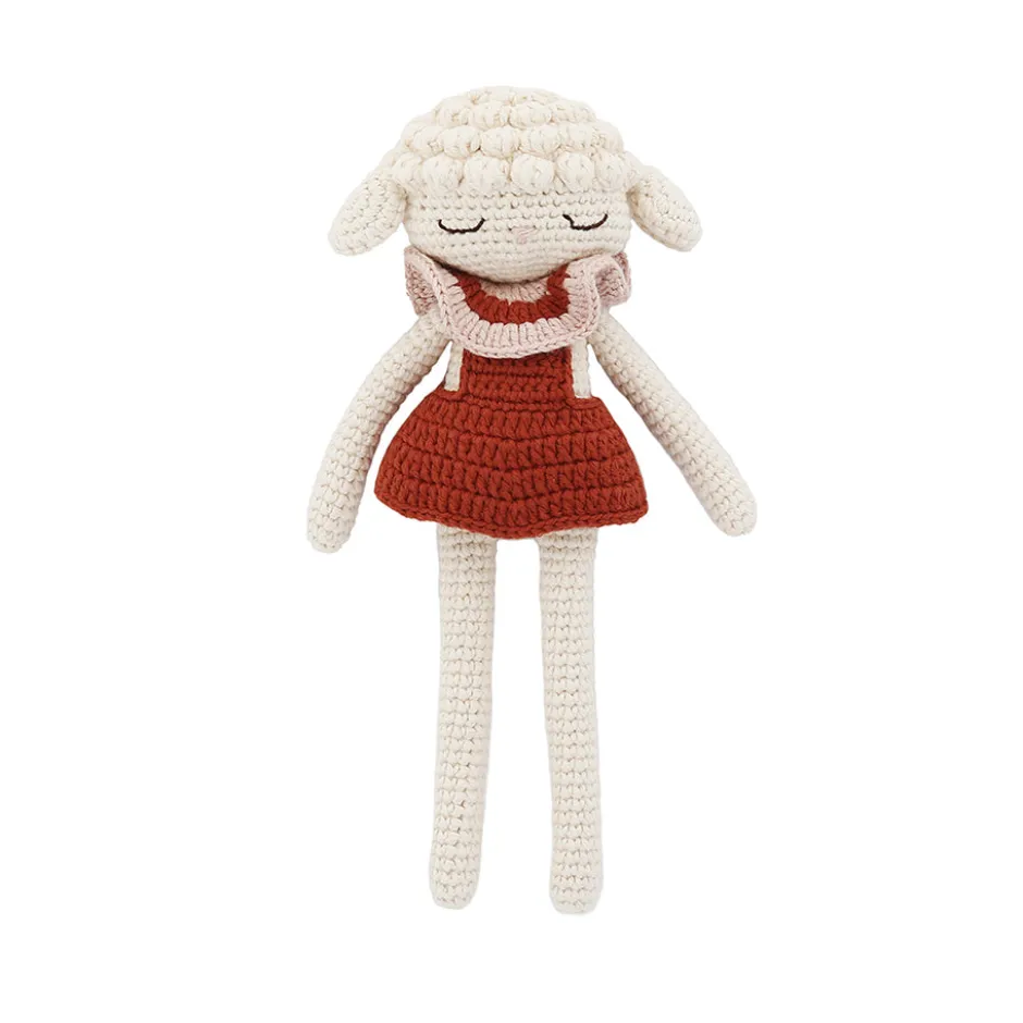 Discount Knuffel Luna Lamb | Cream/burgundy | Knuffels