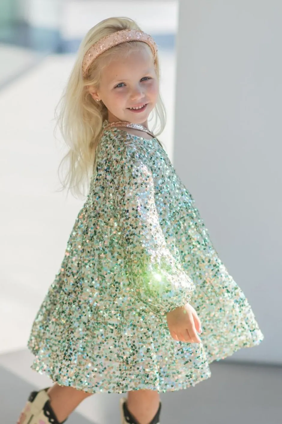 Outlet Lila sequins dress | Green | DAMES Jurken & Salopettes|Jurken