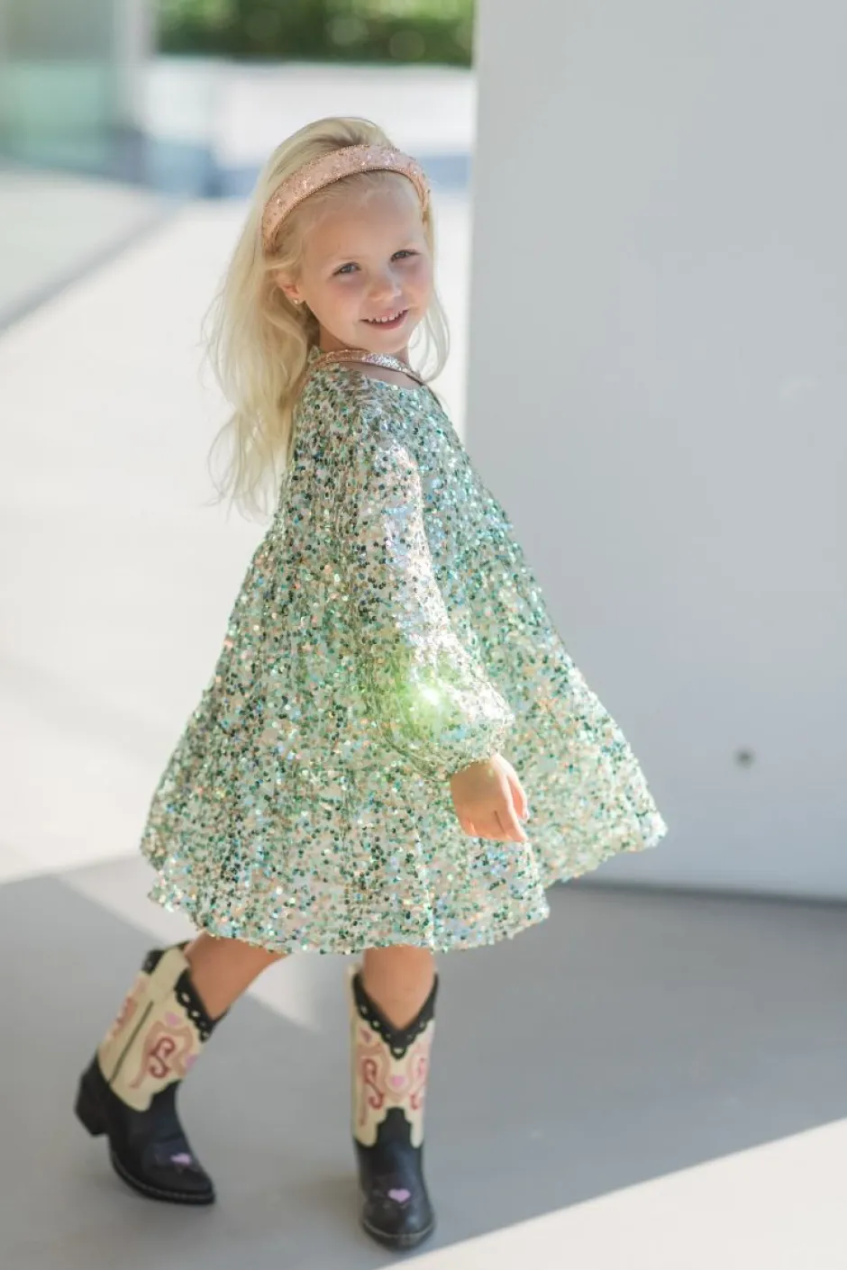 Outlet Lila sequins dress | Green | DAMES Jurken & Salopettes|Jurken