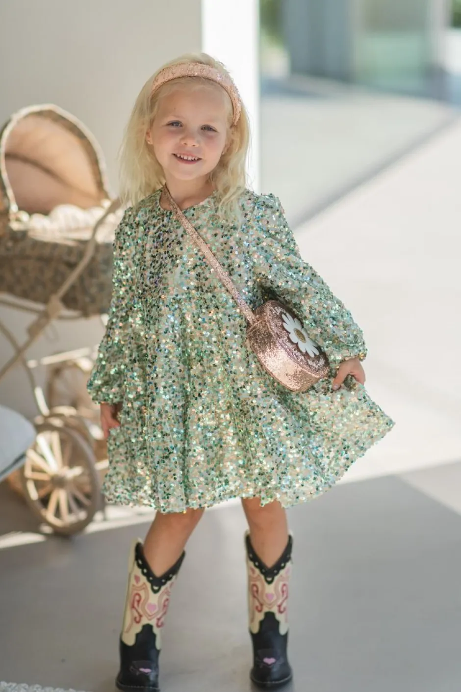 Outlet Lila sequins dress | Green | DAMES Jurken & Salopettes|Jurken