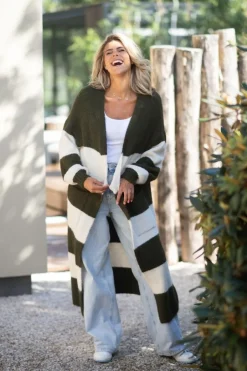 Discount Long Cardigan Fluff | Stripes | DAMES Vesten|Vesten & Truien