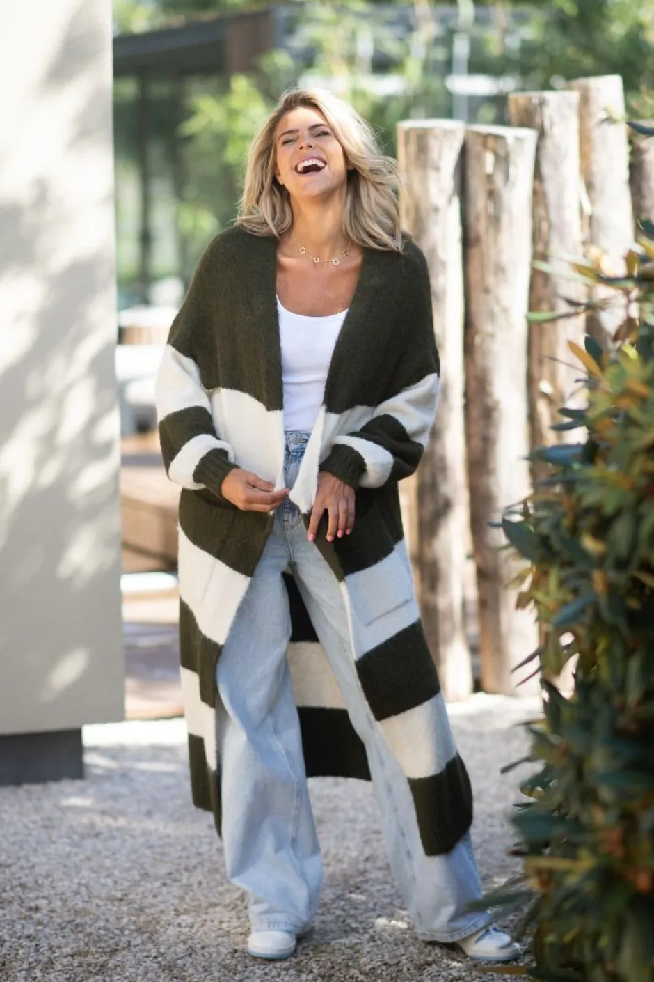 Discount Long Cardigan Fluff | Stripes | DAMES Vesten|Vesten & Truien