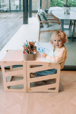 Best Modulair kidsmeubel | Keukenkruk | Bureau | Glijbaan Houten Speelgoed|Educatief Speelgoed