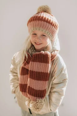 Muts cosy striped knitted | 7-10 jaar | Haaraccessoires