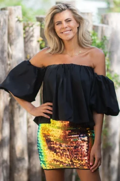 New Off-shoulder top Idra | Zwart DAMES Tops