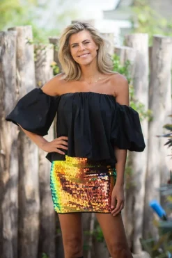 New Off-shoulder top Idra | Zwart DAMES Tops