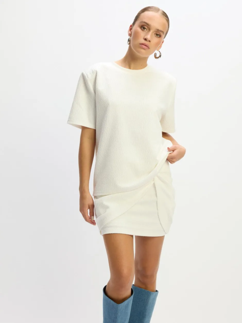 Oversized boucle t-shirt Mexie | White | DAMES Co-ords