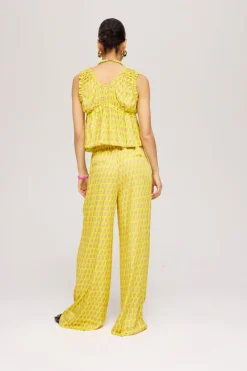 Online Pants Alexis | Hearts bouquet lime | Harper & Yve DAMES Broeken