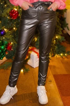 New Pants Anna-Mae vegan leather | Titanium bronze | DAMES Broeken|Snøpskes