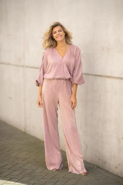 Online Pants Plissé | Pink champagne | DAMES Co-ords|Broeken