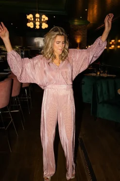 Online Pants Plissé | Pink champagne | DAMES Co-ords|Broeken