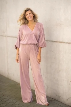 Online Pants Plissé | Pink champagne | DAMES Co-ords|Broeken