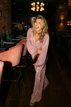 Online Pants Plissé | Pink champagne | DAMES Co-ords|Broeken