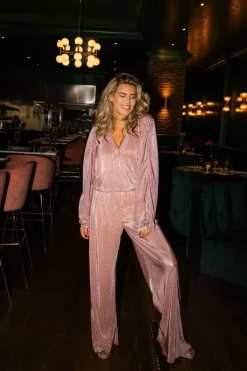 Online Pants Plissé | Pink champagne | DAMES Co-ords|Broeken