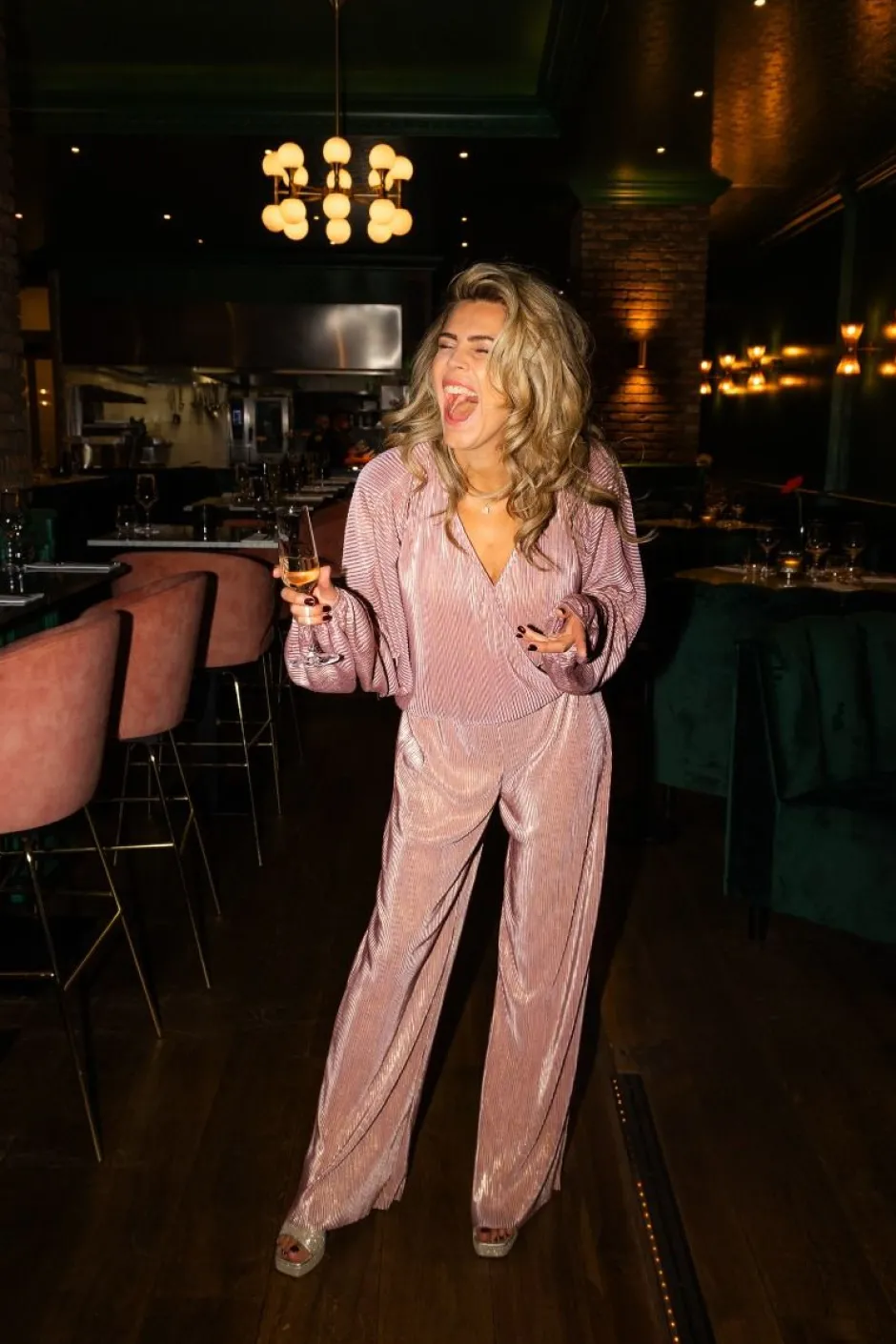 Online Pants Plissé | Pink champagne | DAMES Co-ords|Broeken