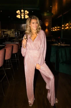 Online Pants Plissé | Pink champagne | DAMES Co-ords|Broeken