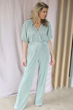 Best Pants Plissé | Sparkling mojito | DAMES Co-ords|Broeken