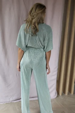 Best Pants Plissé | Sparkling mojito | DAMES Co-ords|Broeken