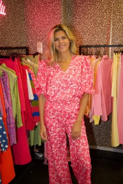 Best Pants Veerle | Pink flower | DAMES Co-ords|Broeken